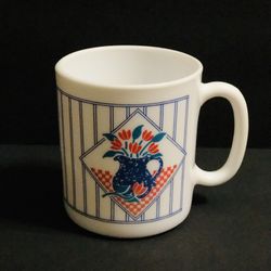 Vintage Arcopal France Mug Red Tulips in Pitcher Design