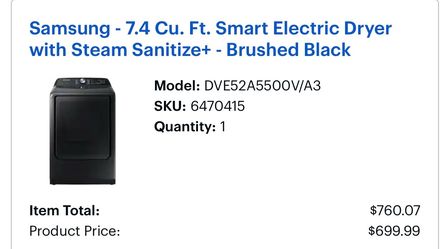 Black Samsung Smart Electric washer and dryer