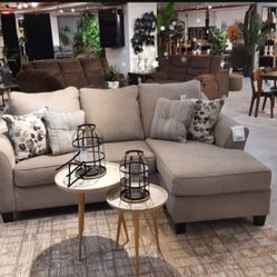 Abney Driftwood Sofa Chaise$10 Down Payment And Financing Available