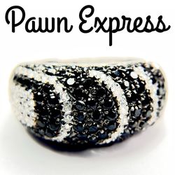 Sterling Silver Pave Black/White Cubic Zirconia Ring