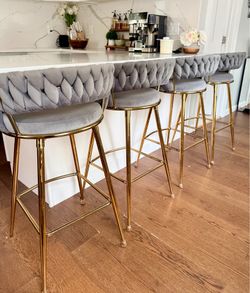 Set of 4 Luxury Velvet Counter Stools