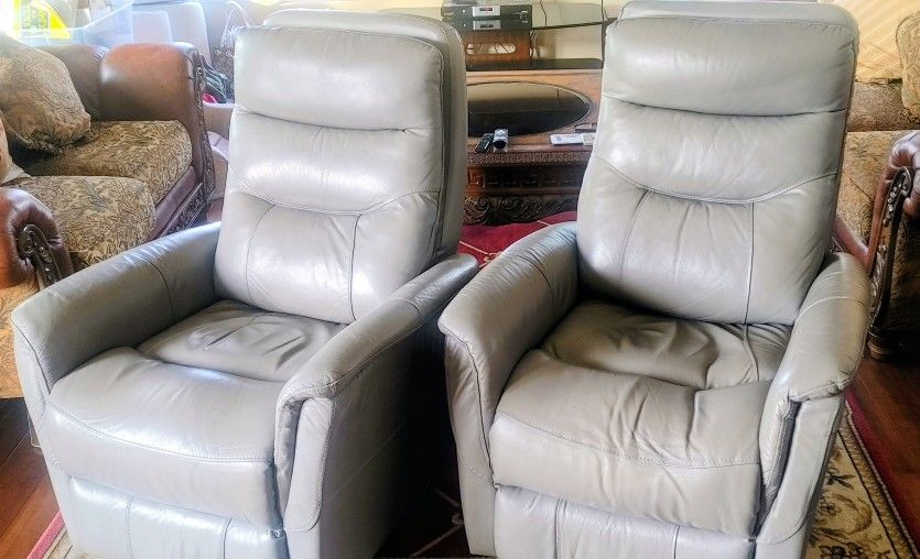 2 Leather Haverty Swivel Recliners!