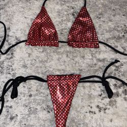 La Costanera Reversible Red Metallic Dot Bikini