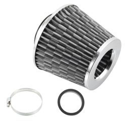 2.5" 65mm Reducer Ring Inlet Cold Air Intake Cone Replacement Washable Clamp on Dry Air Filter Carbon Fiber Pattern