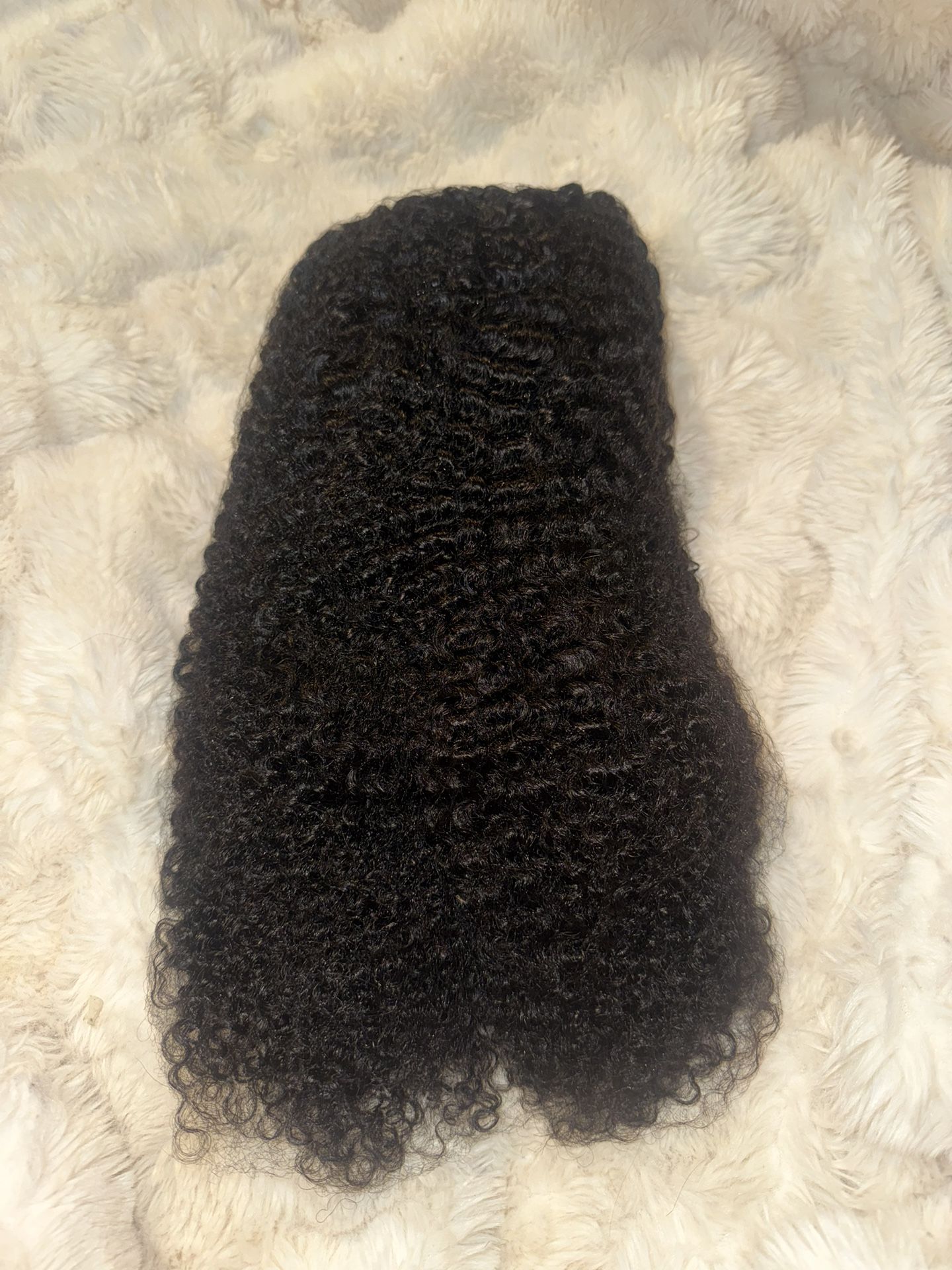 Kinky Curly Half Wig Human Hair 200% Density 3 In 1 Seamless Flip Over Glueless Wigs Water Wave Human Hair With Adjustable String Invisilbe Hairline B