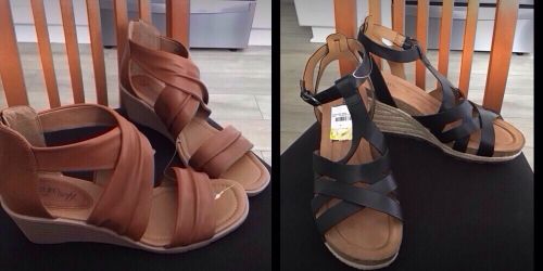 NEW~2 pairs~SIZE 9 1/2~EUROSOFT~Ginnifer~Brown Zipper Strappy Wedge~ EARTH~ Black Etmalera Leather