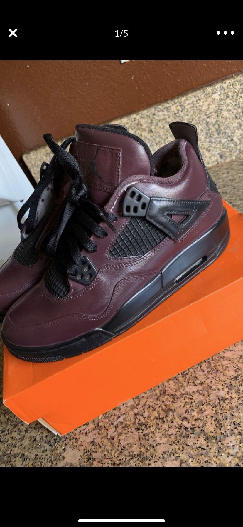 Jordan 4s customized burgundy and black