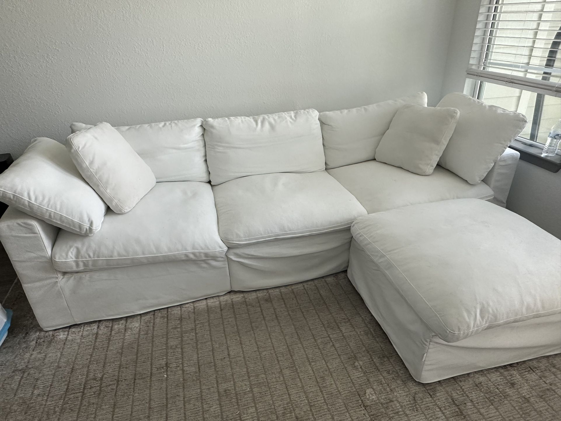 White Sectional Sofa with Ottoman – Spacious, Comfortable, Affordable