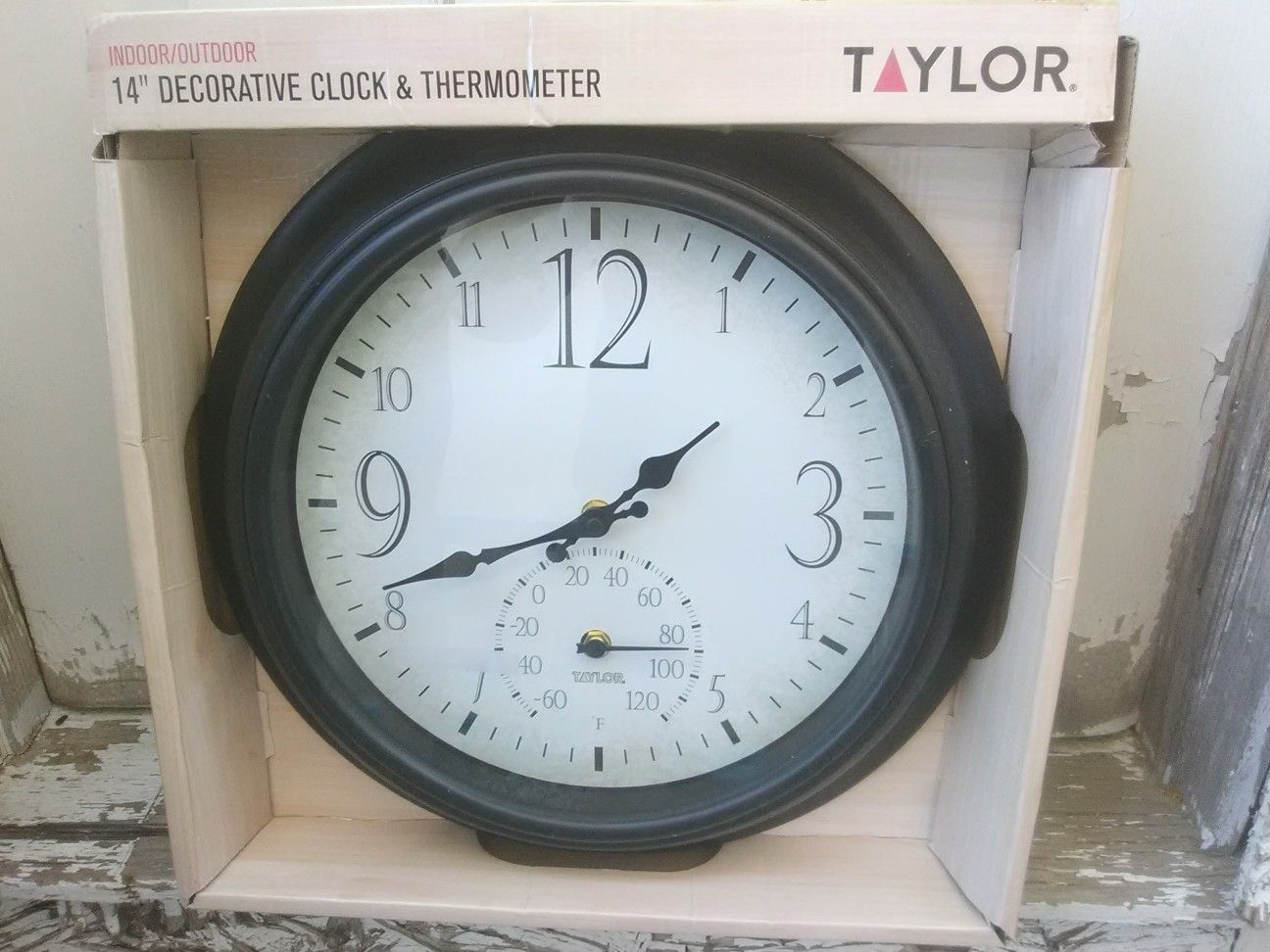 14" Decorative Indoor/Outdoor Clock & Thermometer
