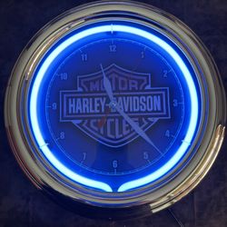Harley-Davidson Roadhouse Collection 12" Blue Neon Clock (Tested Works Great)
