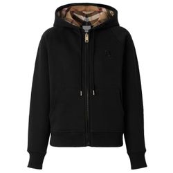 Black Burberry Plaid Zip Up Hoodie 