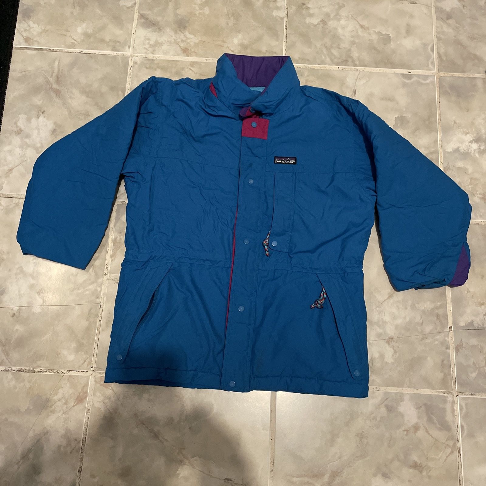 VTG Patagonia 90s Girls Blue Puffer Snow Rain Jacket Size Medium/10
