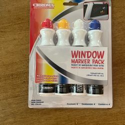 $4Chroma Window Marker Pack – 4 Markers (Blue, White, Yellow, Reddish-Orange)