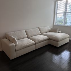 NEW Beige Linen Cloud Couch Sectional 