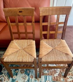 Vintage Italian-Made Pier 1 Imports Rush Seat Ladder-Back Chairs –