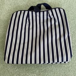 New Old Stock 1997 Avon Makeup Travel, Bag, Striped, Folding Full Size Organizer With The Zip, Snap Closure