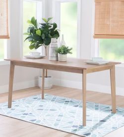 Natural Wood Dining Table + 4 Woven Chairs