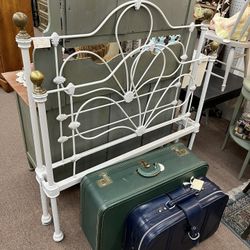 Antique Twin Wrought Iron & Brass Bed