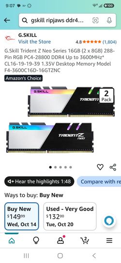 G.SKILL Trident Z Neo RGB 32GB (4x8GB) DDR4 3600MHz CL16 RAM