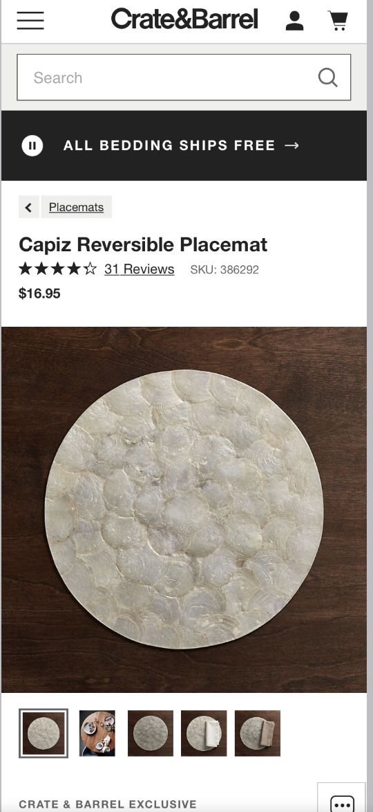 Crate and Barrel Capiz Placemats (7)