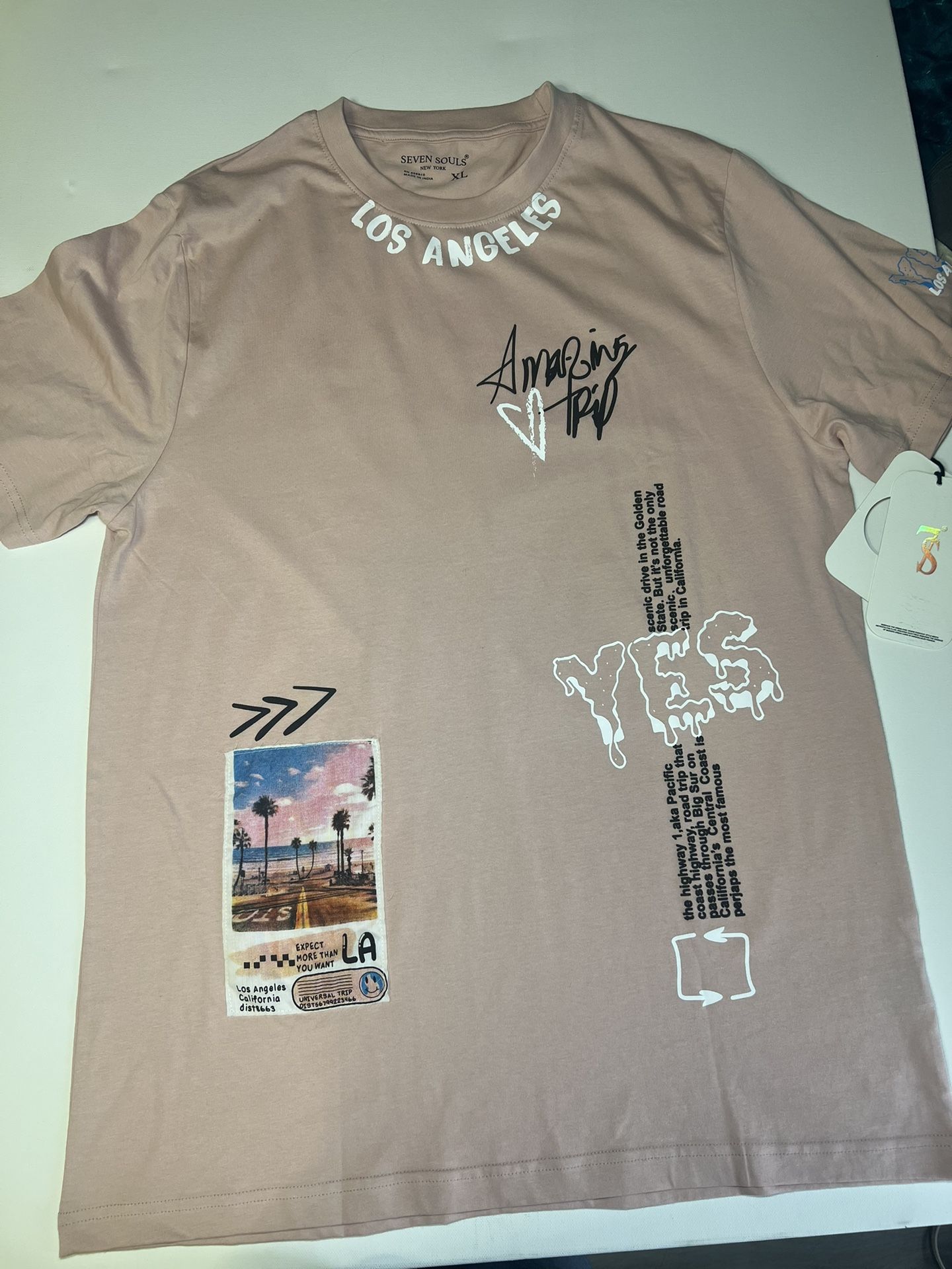 NWT SEVEN SOULS LOS ANGELES XL SIZE COTTON Short SLEEVE 7S T-SHIRT