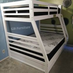 Twin Full White Bunkbed With Orthopedic Mattress Included!!