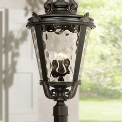 33 1/2" High Bronze Outdoor Post Light & 96" High Black Outdoor Post Light Pole(Quantity 3)