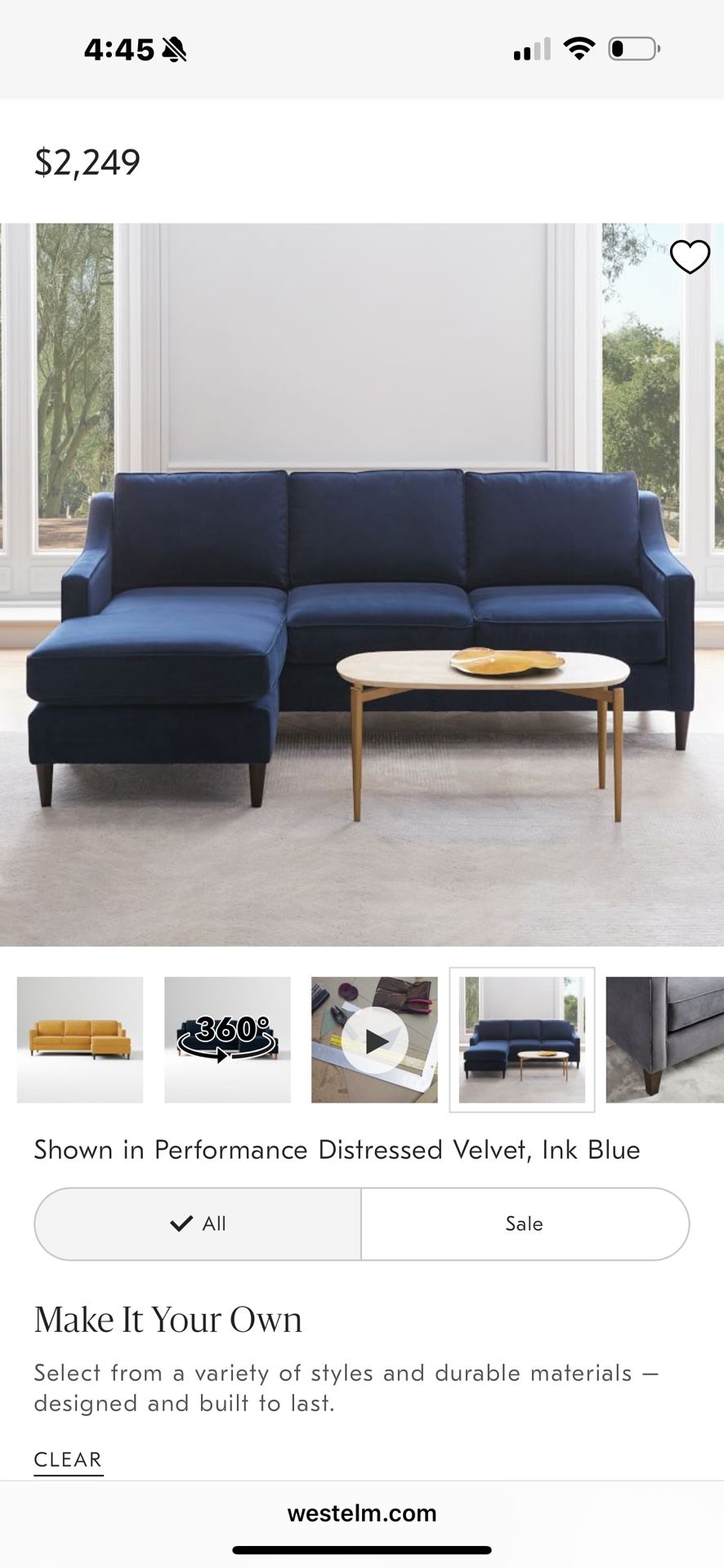 West Elm Paige Couch 