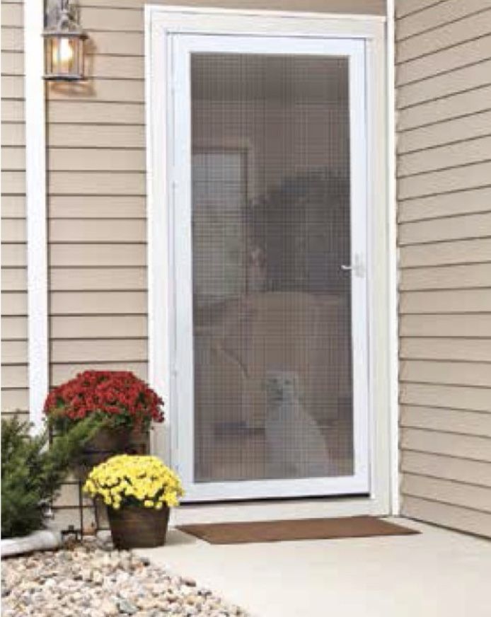 LARSON Pembrook White Aluminum Hinged Screen Door (Common: 32-in x 81-in; Actual: 31.75-in x 79.75-in)