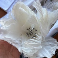 Bridal feather hair comb handmade