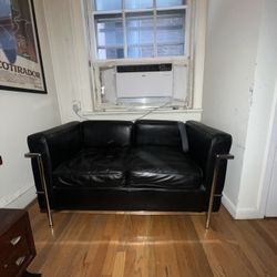 Black Leather Couch - Small