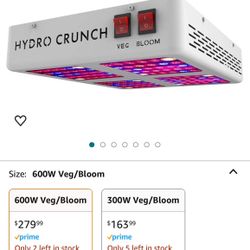 Hydro Crunch B(contact info removed)00 600-Watt Full Spectrum LED Grow Light, 600W Veg/Bloom