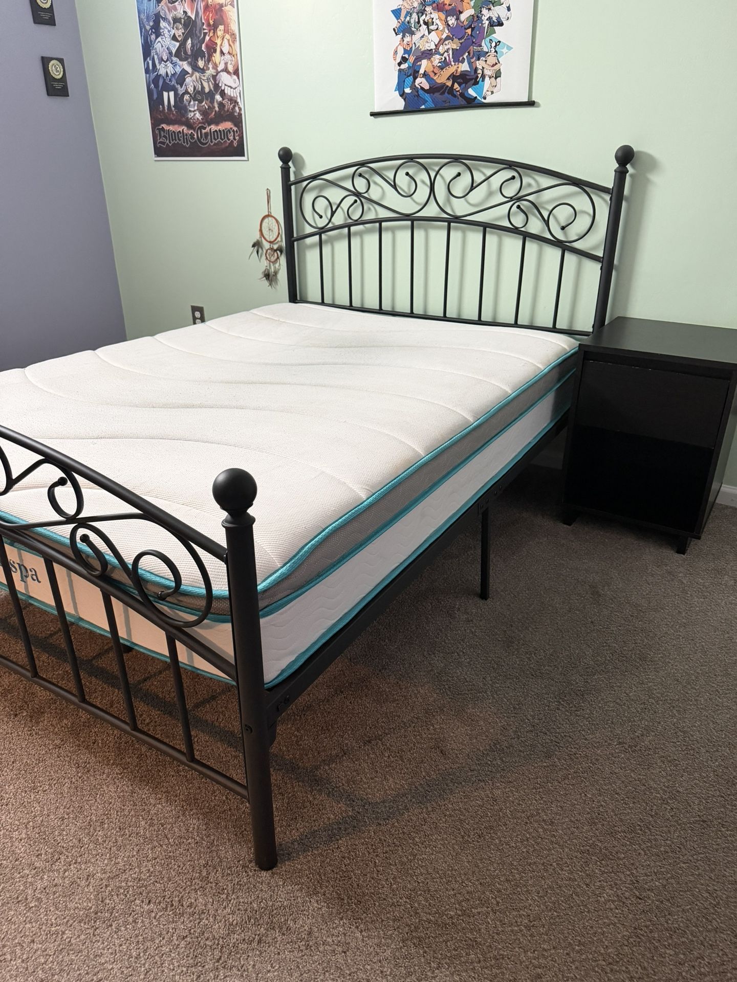 Full Bed, Frame And Side Table