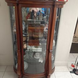 Antique Bow Front Glass Shelve Curio Cabinet