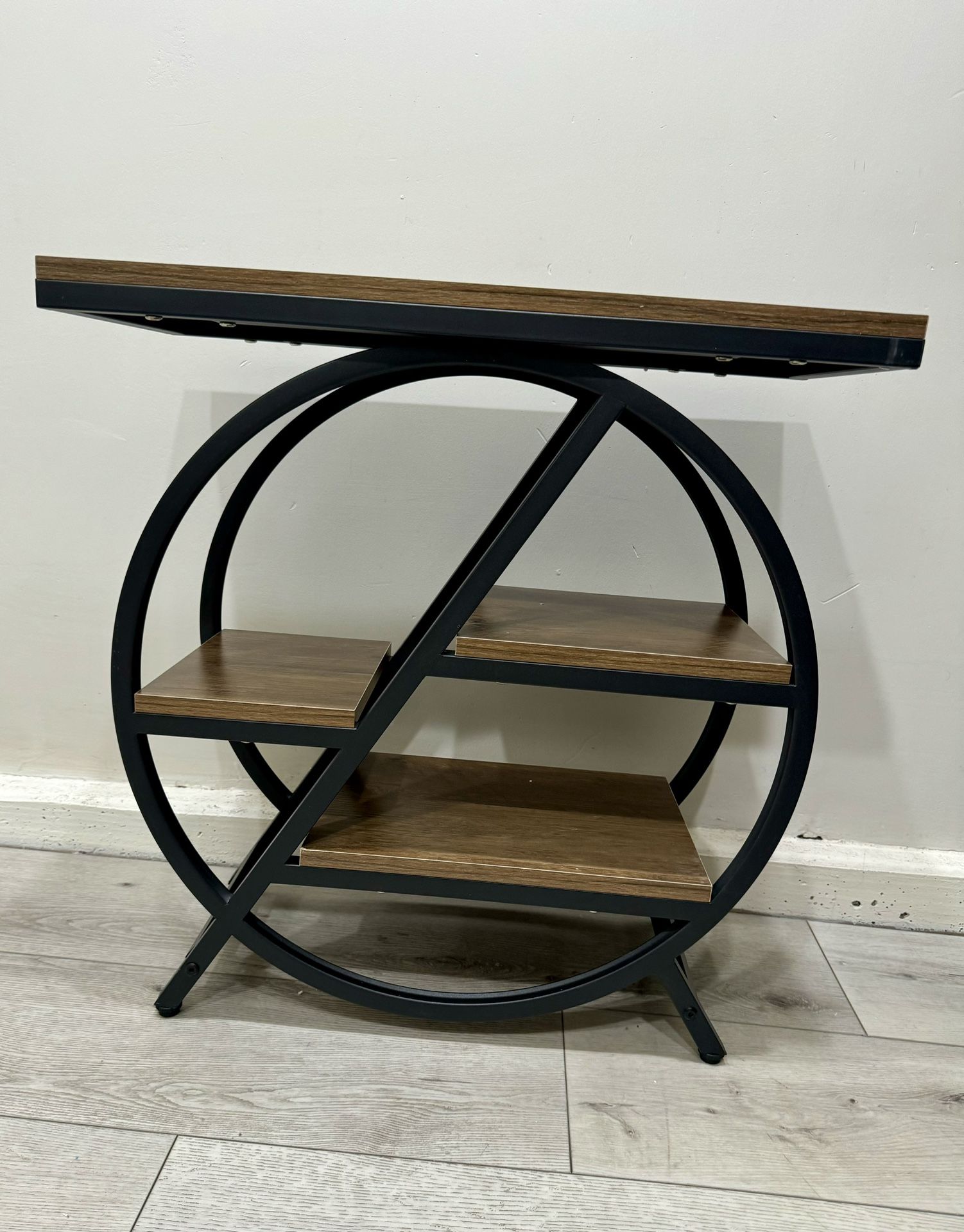 End Table, Small Side Table Snack Table with Storage Shelves New! 