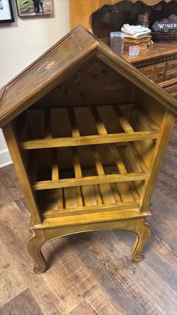 Wood House-Shaped Wine Rack Stand