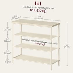 VASAGLE 4 Tier Shoe Rack Storage Organizer for Entryway and Closet - Natural Beige