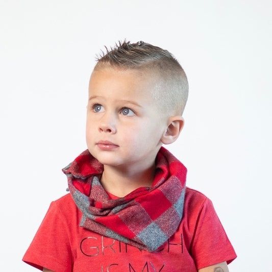 Boys Or Girls Infant Toddler Red Black Checkered Infinity Scarf 🧣