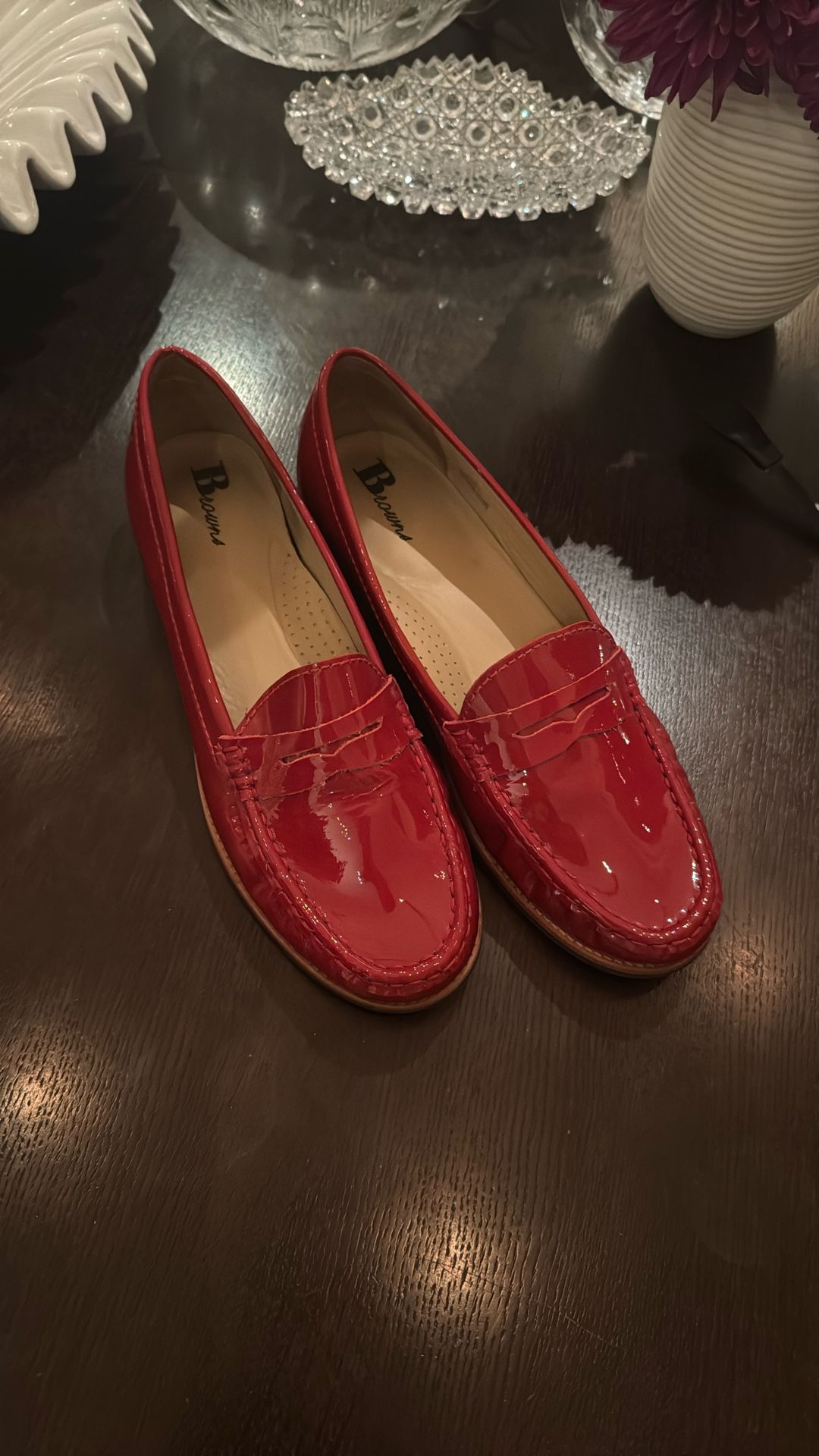 Ladies Red Patent Leather Loafers