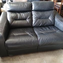 Electric Reclining Black Leather Sofa, Love Seat And Chair