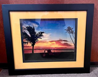 Framed Florida Beach Sunset Photograph — Ready to Hang 23” x 19”