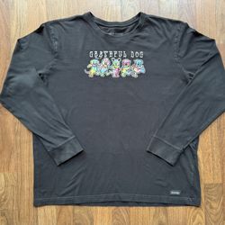 Grateful Dog Life Is Good Long Sleeve T Shirt Size XL Mens Black Tee
