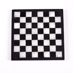 5" Black & White Stone Marble Mini Miniature Chess Board Game - No Pieces