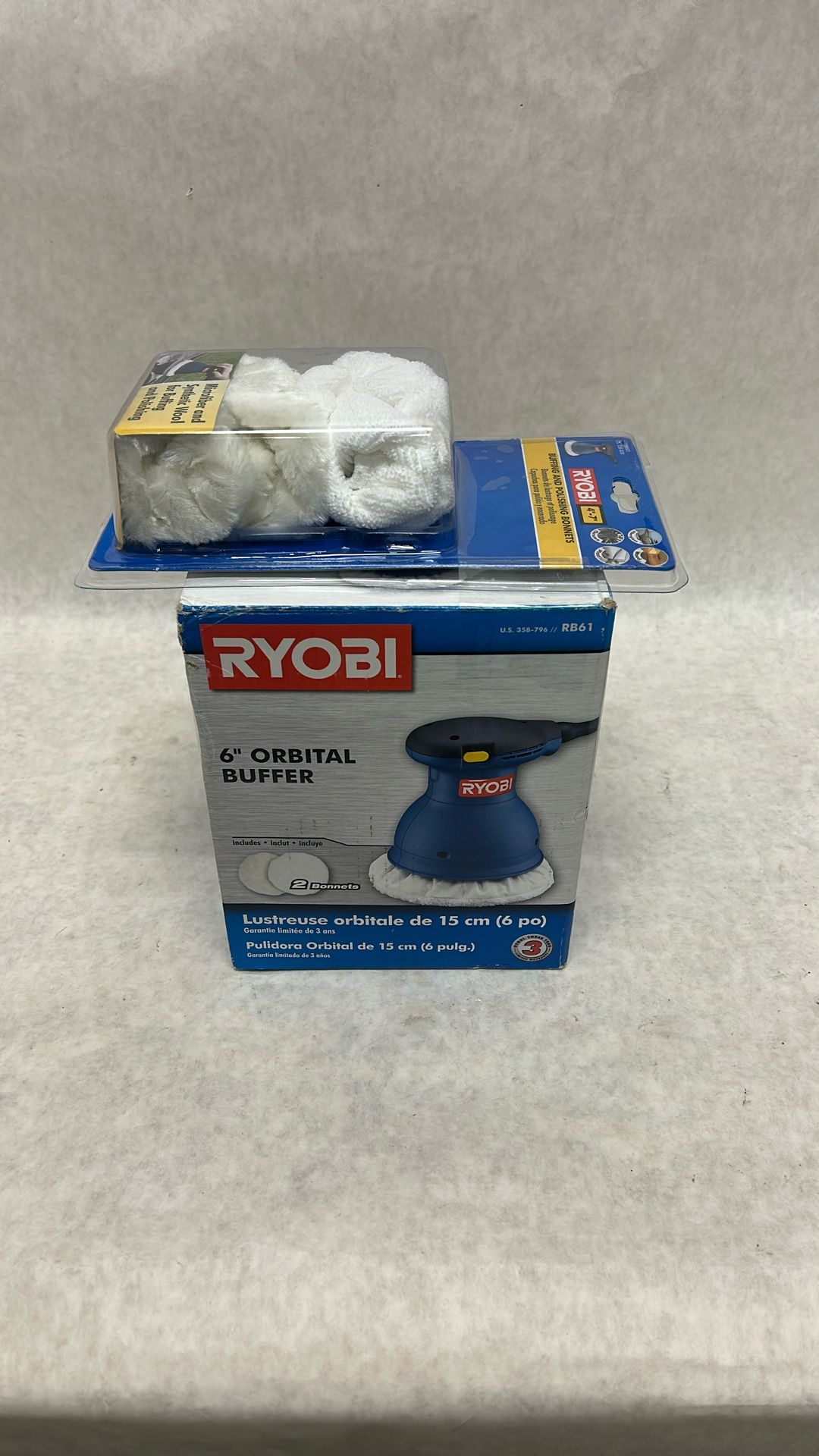 Ryobi Rb 61 6 inch orbital buffer new in box with new buffing pad