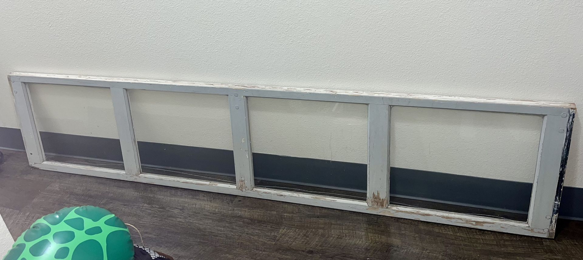 Large Old Window Frame From Garage Door , Vintage Antique Distressed.With Heavy Duty Hanging Cord