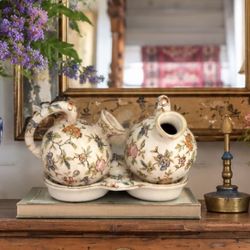 Vintage lot 3 Moriyama Mori-Machi Japan Floral Chintz Dish Signed Porcelain Japanese Hand Painting 