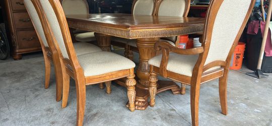 Large dinner table and matching china cabinet