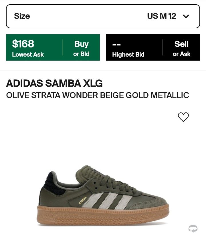 adidas Samba XLG Athletic Shoe - Olive Strata