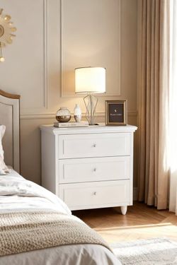 3 Drawer Night Stand, 22 Inch Wider Side Table with Storage, Rattan Boho Bedside Table, End Table