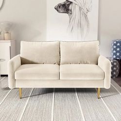 Loveseat Beige Velvet 